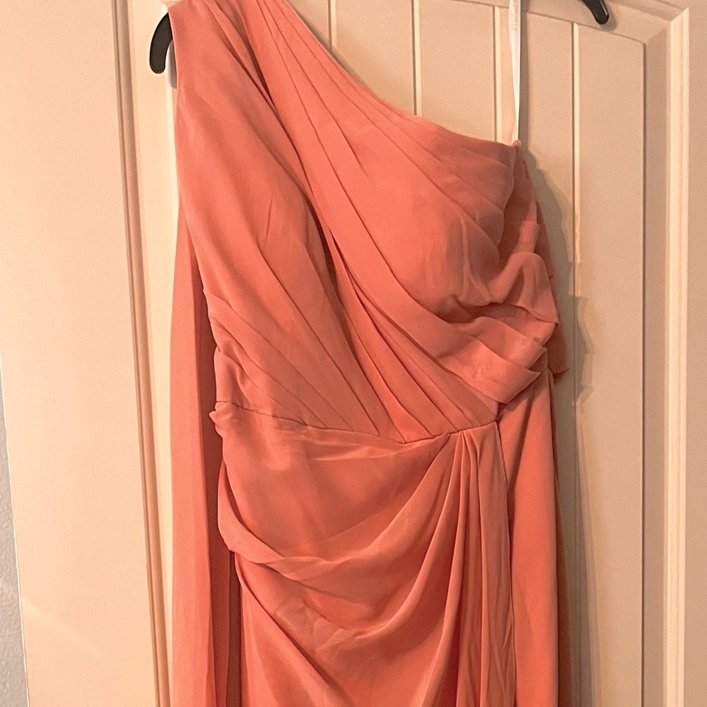 Sheath/Column One Shoulder Floor length Chiffon Bridesmaids dress with Ruffle